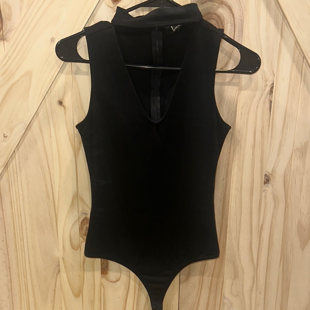 Lulu's Elegant Black Sleeveless Bodysuit